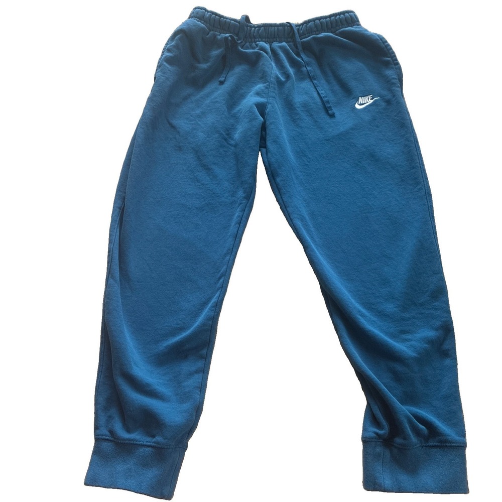 Nike Men's Blue Fleece Jogger Pants L Regular Drawstring Elastic Waist Pockets